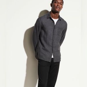 Vince Double Face Long Sleeve Denim Button Down Gray Medium